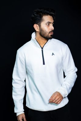 Arise BasicHigh-Neck Zipped Sweatshirt (White)