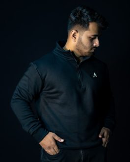 Arise BasicHigh-Neck Zipped Sweatshirt (Black)